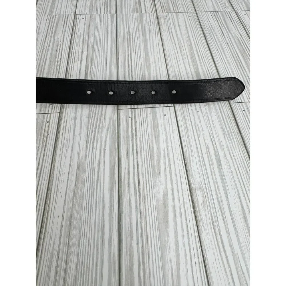 Gap belt men's 34 buffalo head nickel silver tone Italian leather western black